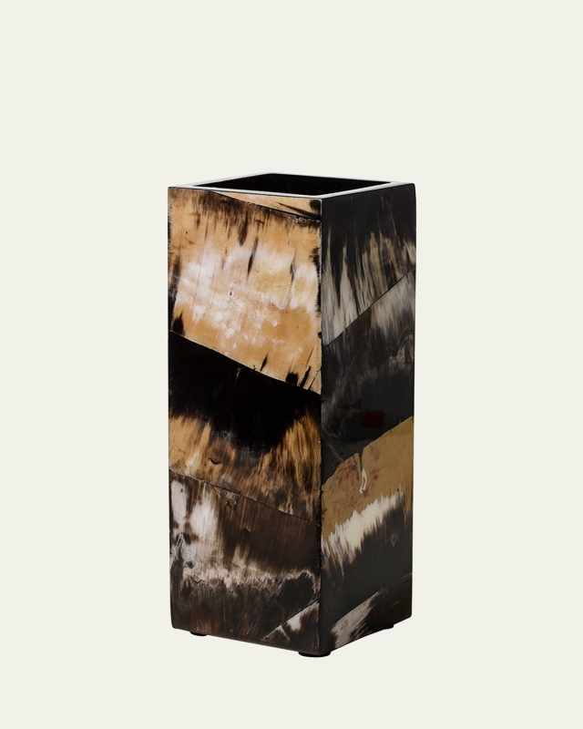 Horn Veneer 16" Square Vase